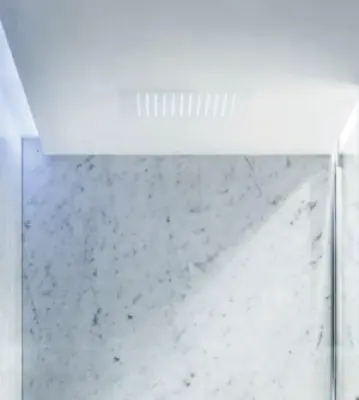 SB Rubinetterie matte white Corian solid surface built-in square rain shower ceiling showerhead 40cm 1208954083