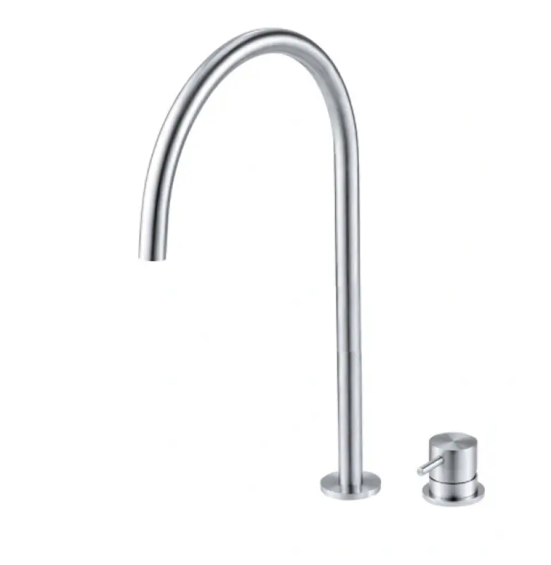 Grifo de lavabo Watervolution Flow de 2 orificios, totalmente de acero inoxidable, con caño alto de 200 mm T1122UIE