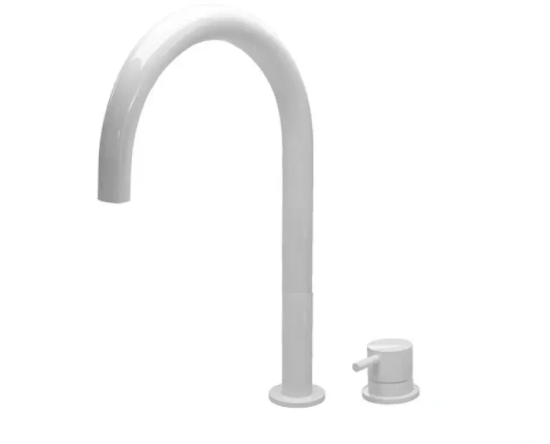 Grifo de lavabo Waterevolution Flow de 2 orificios, blanco, con caño alto de 200 mm T1122UBR