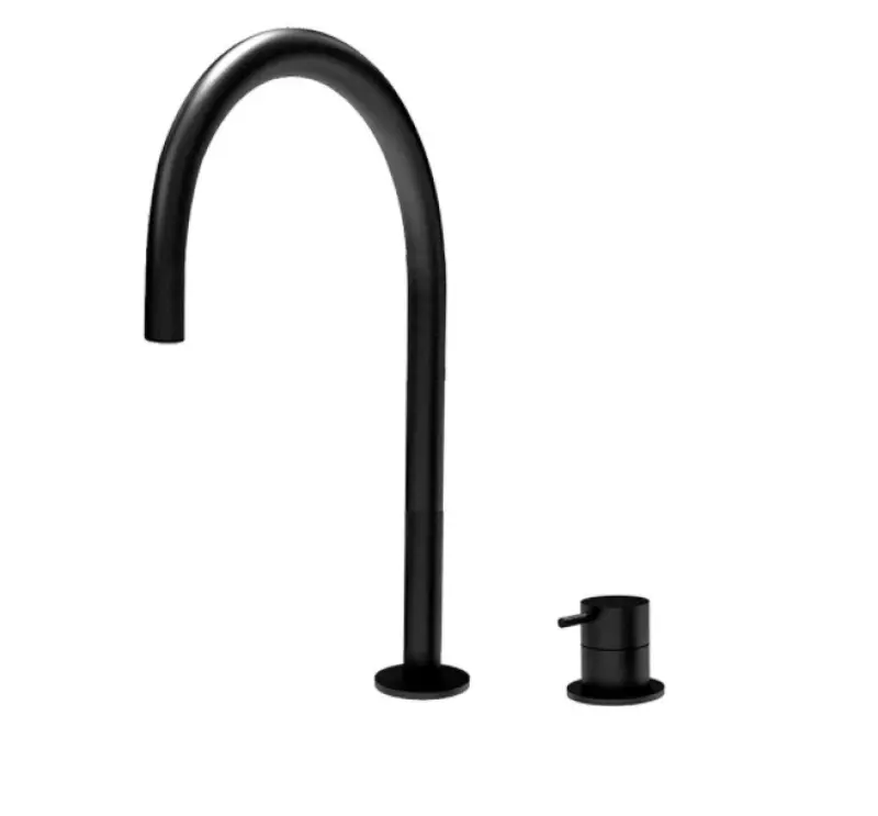 Grifo de lavabo Watervolution Flow de 2 orificios, negro, con caño alto de 200 mm T1122UPR
