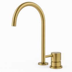 Grifo Waterevolution Flow de 2 orificios para lavabo en latón satinado con caño alto U 213mm T1122ULE