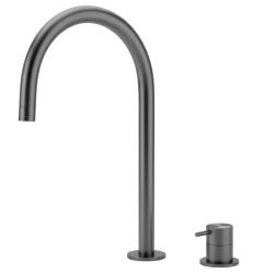 Grifo de lavabo Waterrevolution Flow de 2 orificios, acabado PVD Gun Metal, con caño alto de 200 mm T1122UGME