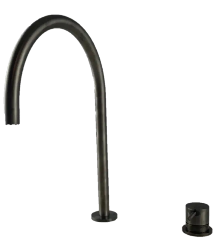 Grifo de lavabo Waterrevolution Flow de 2 orificios, acabado PVD Gun Metal, con caño alto de 200 mm T1122UGME