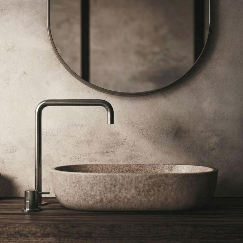 Grifo Waterevolution Flow de 2 orificios y caño alto 222 PVD Gris plomo T122HGME