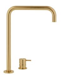 Grifo Waterevolution Flow de 2 orificios para lavabo Caño alto 222 latón cepillado T122HLE
