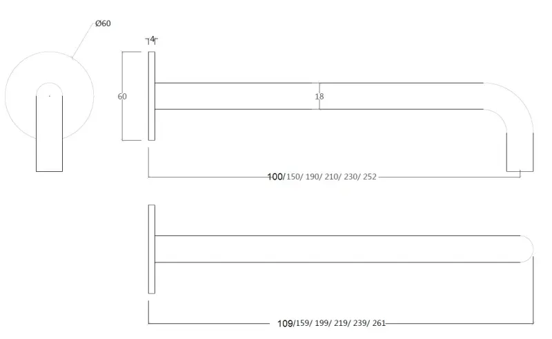 Grifo de lavabo empotrado Waterrevolution Flow PVD Gun Metal con caño de 10 cm T116BME-10