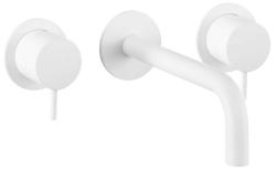Grifo Waterevolution Flow monomando empotrado de 3 orificios para lavabo blanco mate con caño 10cm T1163FBR-10