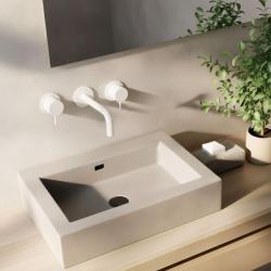 Grifo Waterevolution Flow monomando empotrado de 3 orificios para lavabo blanco mate con caño 10cm T1163FBR-10