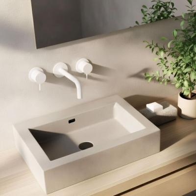 Waterevolution Flow 3-hole built-in sink faucet matt white with spout 10cm T1163FBR-10