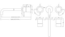 Grifo Waterevolution Flow monomando empotrado de lavabo 3 orificios Acero inoxidable completo con caño 10cm T1163FIE-10