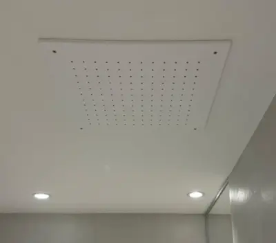 SB Rubinetterie matte white Corian solid surface built-in round rain shower ceiling showerhead 30 cm 1208954156