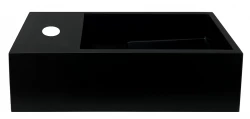 Solid-S Fontana de superficie sólida en negro mate, 36 x 18 x 10 cm, con tapa, modelo para instalación a la izquierda con orificio para grifo, 1208954158