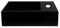 Solid-S Lavabo de superficie sólida en negro mate, 36 x 18 x 10 cm, con tapa, modelo derecho con orificio para grifo, 1208954163