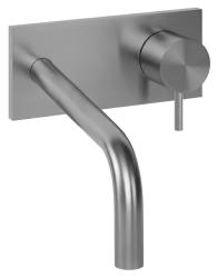 Grifo de lavabo Waterevolution Flow empotrado con embellecedor de acero inoxidable y caño 15cm T1161BIE-15