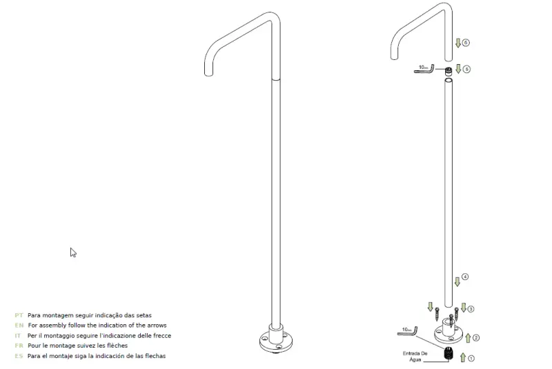 Waterevolution Flow Grifo para lavabo independiente Caño completamente cepillado Latón T1.676.LE