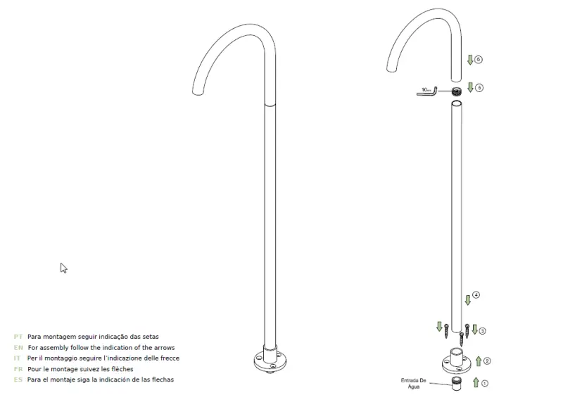 Grifo Waterevolution Flow para lavabo de pie caño PVD Cobre cepillado T1677CPE