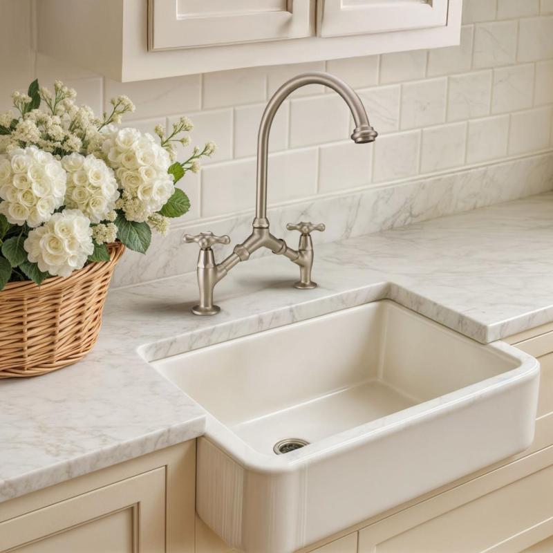 Grifo de cocina PB Classic  Nostalgic clásico acero inoxidable con distancia entre centros variable 2 orificios 18-25cm 1208954353