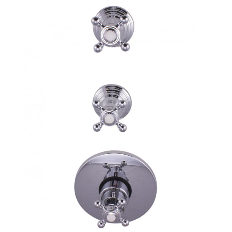 PB Classic Termostato de ducha empotrado nostálgico con 2 grifos de cierre cromados