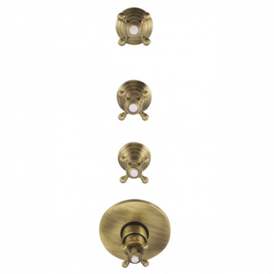 PB Classic nostalgic built-in shower thermostat with 3 bronze stopcocks