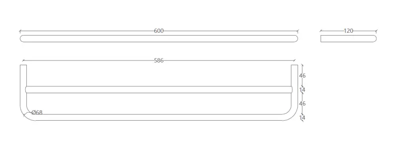 Toallero doble Waterevolution flow 60cm PVD color cobre satinado A112DCPE