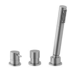 Mezclador de bañera Waterevolution Flow de 3 orificios para montaje en el borde de la bañera acero inoxidable T138SBIE