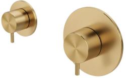 Waterevolution Flow built-in shower thermostat with 1 stop valve, brushed brass