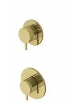 Waterevolution Flow built-in shower thermostat with 1 stop valve, brushed brass