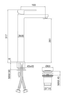 PB Kiki 1-hole high sink faucet chrome