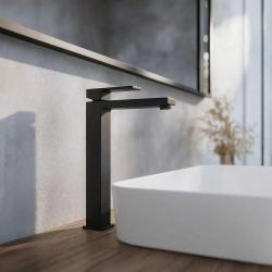 Mezclador PB Kiki de 1 orificio alto para lavabos negro mate