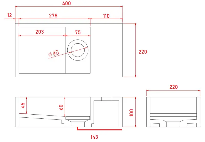 Fuente de superficie sólida Solid-S Marble B40xD22xH10cm mármol negro mate derecha sin agujero para grifo 1208954635.