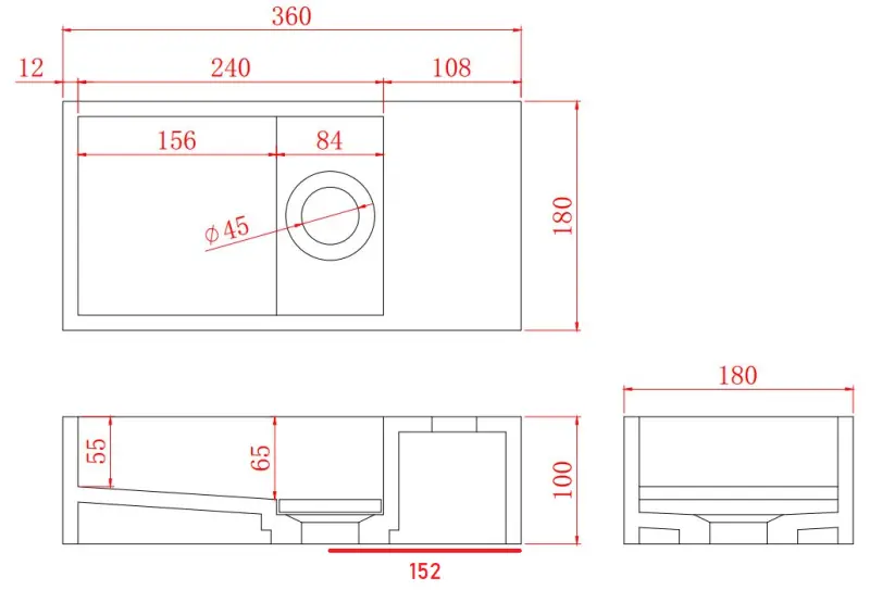 Fuente de superficie sólida Solid-S Marble B36xD18xH10cm mármol negro mate derecha sin agujero para grifo 1208954639