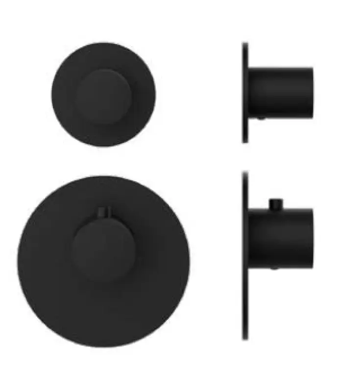 Mezclador termostático SB AESTHETICS Round empotrado con 2 salidas/válvula de cierre negro mate 1208954916