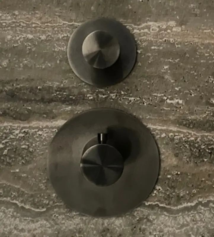 Mezclador termostático SB 316 AESTHETICS Round empotrada con 2 salidas / válvula de cierre PVD gris plomo satinado 1208954918