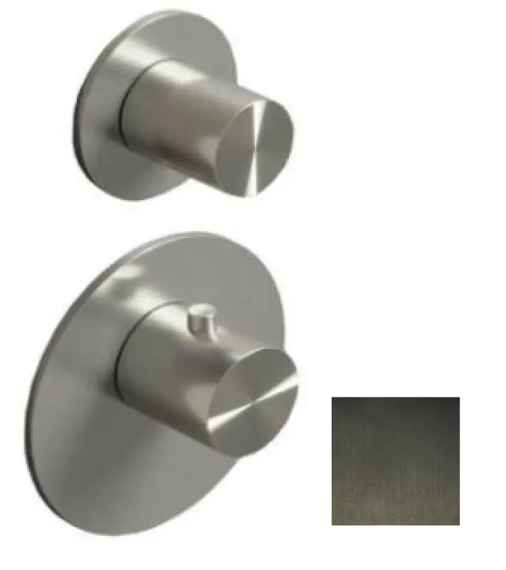 Mezclador termostático SB 316 AESTHETICS Round empotrada con 2 salidas / válvula de cierre PVD gris plomo satinado 1208954918