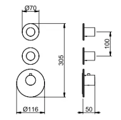 Mezclador termostático SB 316 AESTHETICS Round empotrado con 2 salidas / 2 válvulas de cierre totalmente de acero inoxidable 1208954919