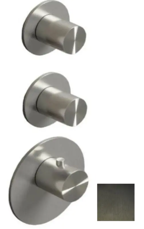 Mezclador termostático SB 316 AESTHETICS Round empotrado con 2 salidas / 2 válvulas de cierre PVD gris plomo satinado 1208954952