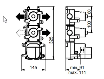SB AESTHETICS Round concealed thermostatic mixer with 3 outlets / shut-off and diverter valve, matt black 1208954954