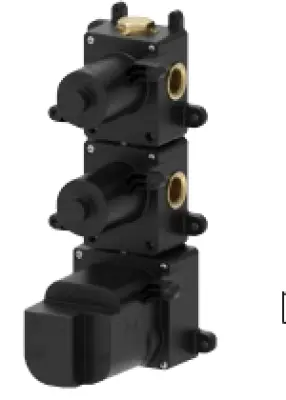 SB AESTHETICS Round concealed thermostatic mixer with 4 outlets / 2  shut-off and diverter valve, matt black1208954961