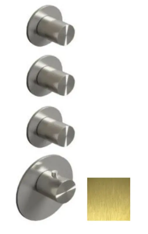 Mezclador termostático SB 316 AESTHETICS Round empotrado con 3 salidas/ 3x válvulas de cierre PVD dorado satinado 1208954966