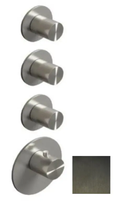 Mezclador termostático SB 316 AESTHETICS Round empotrado con 3 salidas/ 3x válvulas de cierre PVD gris plomo satinado 1208954967