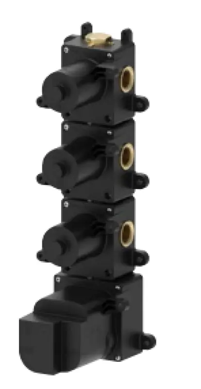 Mezclador termostático SB AESTHETICS Round empotrado con 3 salidas/ 3x válvulas de cierre negro mate11208954969