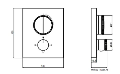 SB Push Square concealed thermostatic mixer with push button diverter and flow regulator PVD copper 1208955128