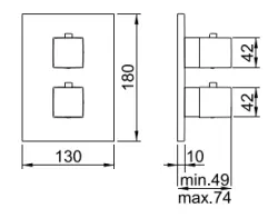 Mezclador termostático SB universal Square empotrado con 2 salidas acero inoxidable 1208955143