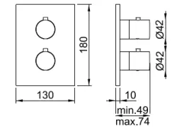 Mezclador termostático SB Universal Round on Square empotrado con 2 salidas acero inoxidable 1208955156
