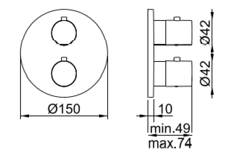 Mezclador termostático SB Universale Round empotrado con 2 salidas negro mate 1208955164 Pieza de montaje empotrada: Caja de fácil instalación