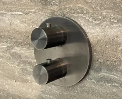 SB Universal Round concealed thermostatic mixer with 2 outlets PVD gun metal 1208955168