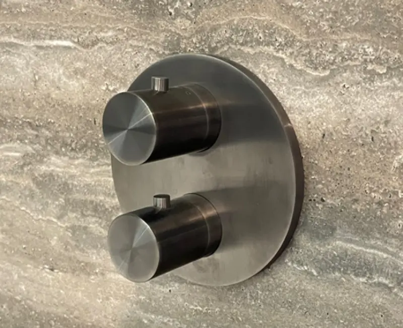 Mezclador termostático SB Universale Round empotrado con 2 salidas PVD gris plomo 1208955168