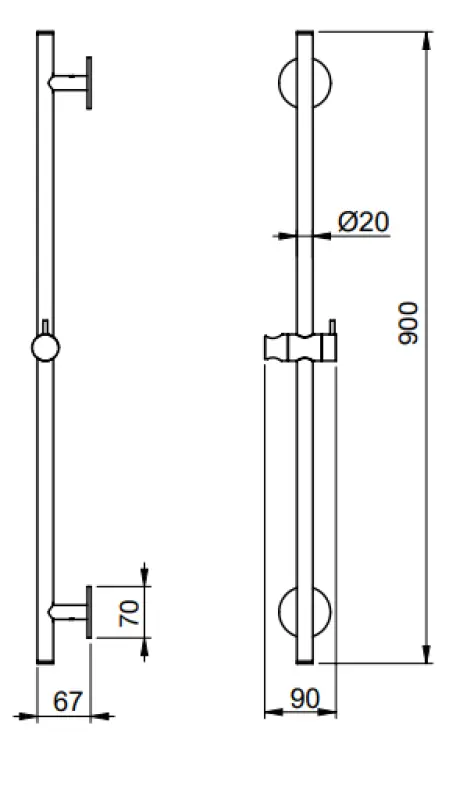 Barra deslizante SB Rubinetterie Universale L900 PVD dorado 316  1208955241