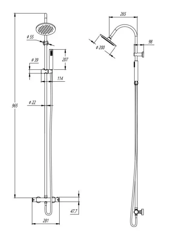 Aquadesign Orly juego de ducha termostático con ducha de lluvia cromada