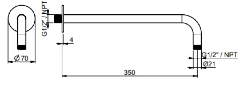 Brazo de ducha de pared SB Round 316 redondo 35 cm PVD dorado 1208955316